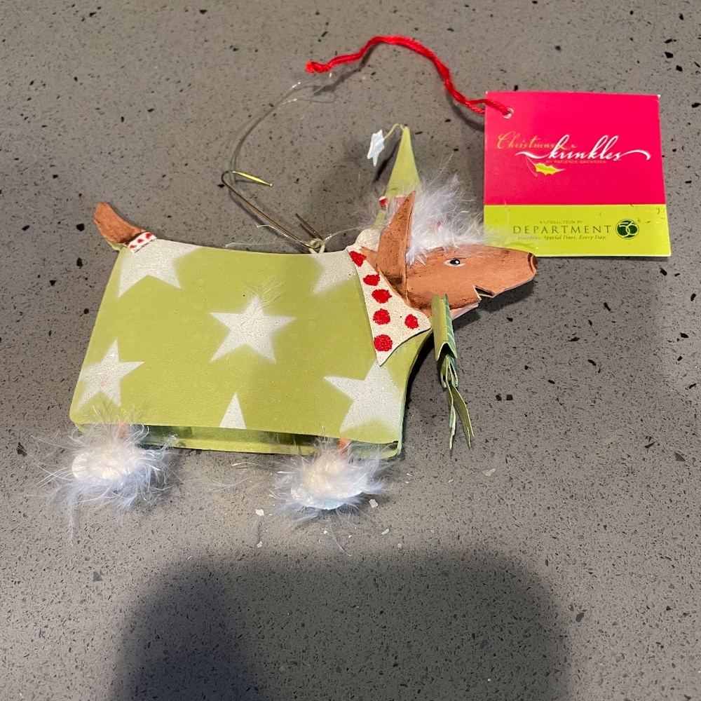 Krinkles Patience Brewster terrier tin ornament